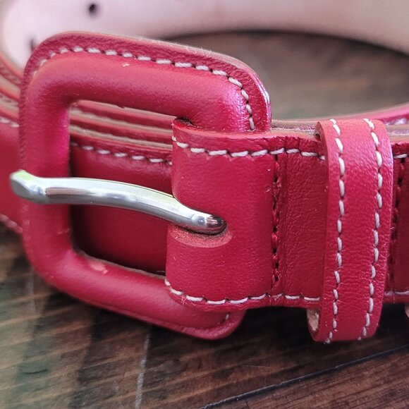 Talbots Red Leather Belt 6015 - Made in Italy main image 6